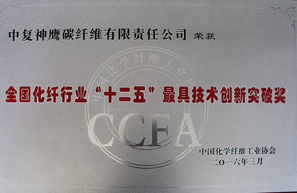 2011年 中国化学纤维工业协会授予“中国化纤行业十二五技术突破奖”