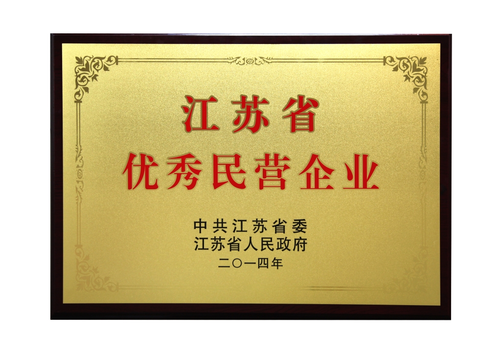 2014年江苏省委、省政府联合授予“江苏省优秀民营企业”